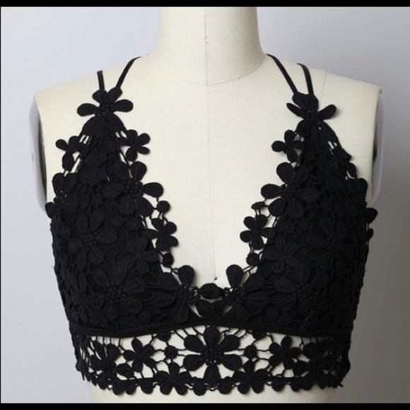 FLORAL LACE BRALETTE-BLACK - Picture 4 of 4